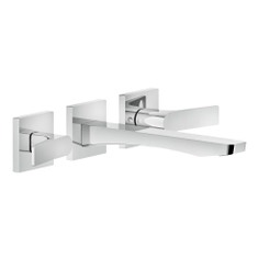 Immagine di Gessi RILIEVO gruppo lavabo a parete P.24 cm, tre fori, senza scarico, finitura cromo 59090#031