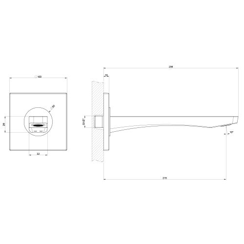 Immagine di Gessi RILIEVO bocca lavabo a parete, P.24 cm, finitura cromo 59100#031