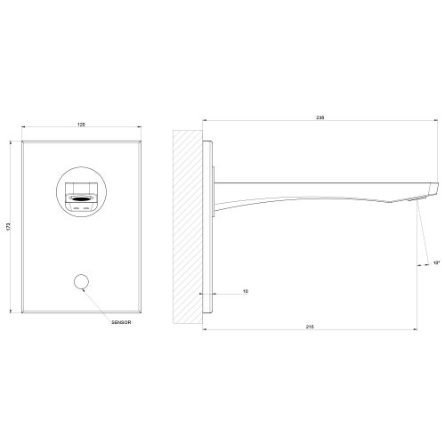Immagine di Gessi RILIEVO rubinetto elettronico a parete, finitura cromo 59107#031