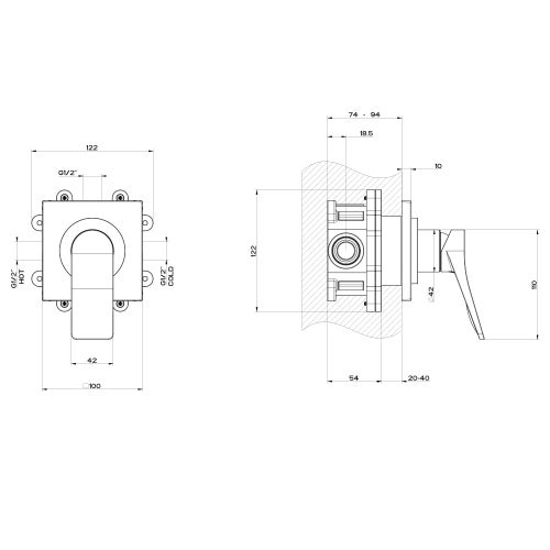 Immagine di Gessi RILIEVO miscelatore a parete, 1 via, finitura cromo 59109#031