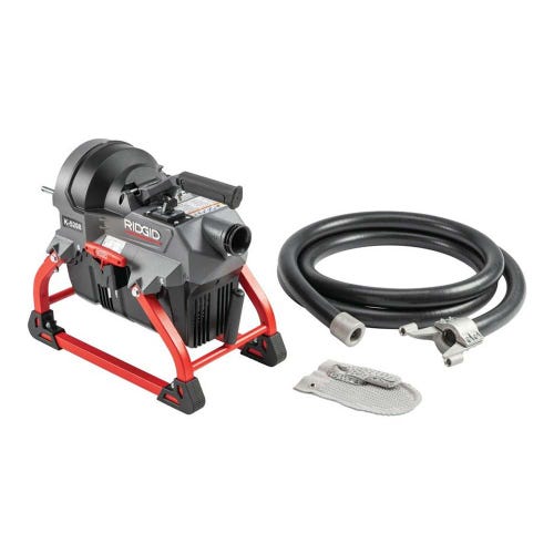 Immagine di Ridgid K-5208 Stasatrice a cavi frazionabili con disaccoppiatore Trident, tubo guida posteriore e guanto sinistro per stasatrici RIDGID, 230V 50Hz 61698