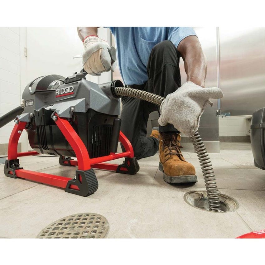 Immagine di Ridgid K-5208 Stasatrice a cavi frazionabili con disaccoppiatore Trident, tubo guida posteriore e guanto sinistro per stasatrici RIDGID, 110V 50Hz 64078