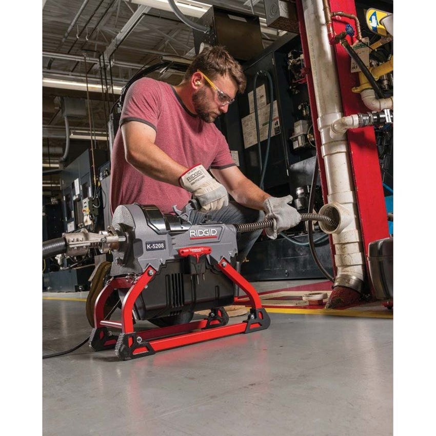 Immagine di Ridgid K-5208 Stasatrice a cavi frazionabili con disaccoppiatore Trident, tubo guida posteriore e guanto sinistro per stasatrici RIDGID, 110V 50Hz 64078