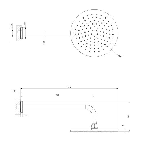 Immagine di Gessi RILIEVO soffione anticalcare a parete, orientabile, finitura cromo 59148#031