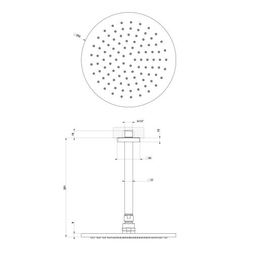 Immagine di Gessi RILIEVO soffione anticalcare a soffitto, orientabile,  Ø 25 cm, finitura cromo 59152#031