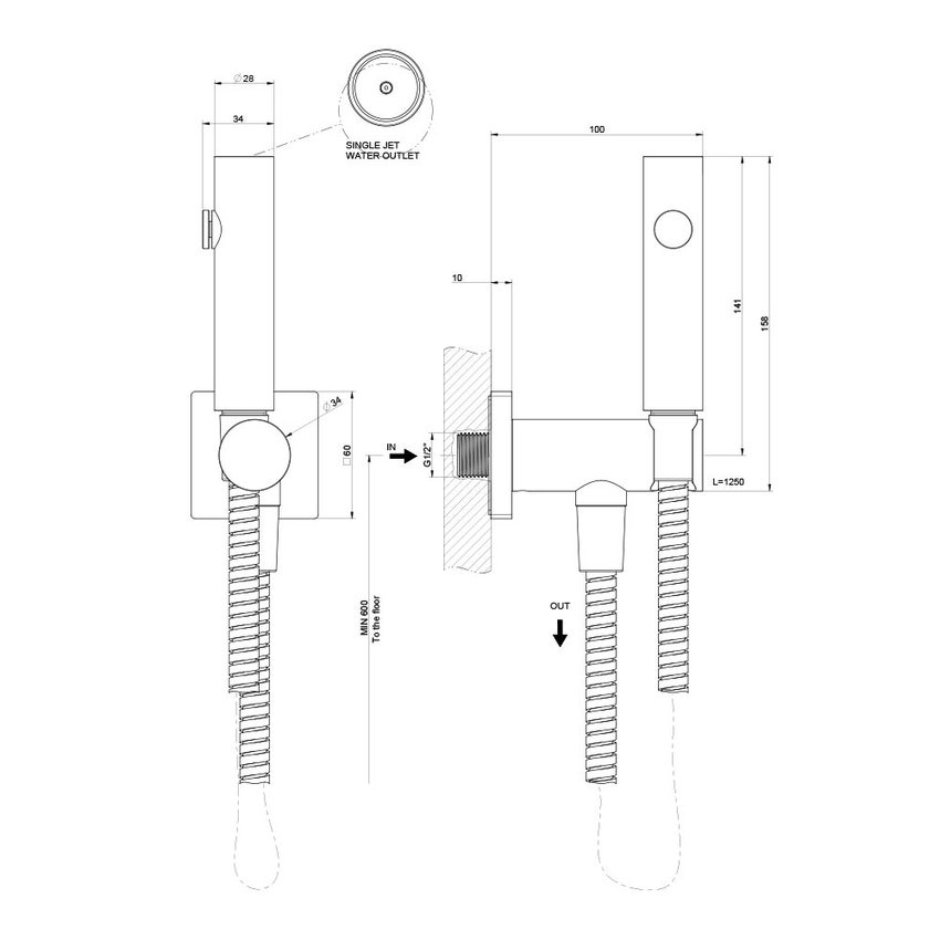 Immagine di Gessi SHOWER scopino a getto d'acqua, a parete, con attacco da 1/2", finitura cromo 59151#031
