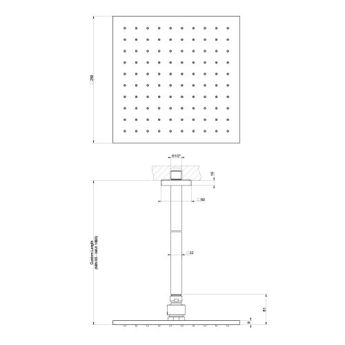 Immagine di Gessi RILIEVO soffione anticalcare a soffitto, braccio con altezza personalizzabile, finitura cromo 59159#031