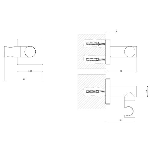 Immagine di Gessi RILIEVO supporto duplex orientabile per doccetta, finitura cromo 59160#031