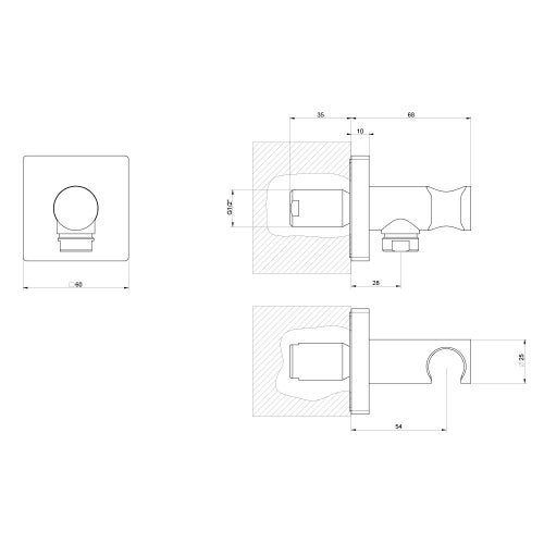 Immagine di Gessi RILIEVO presa acqua con supporto doccetta, finitura cromo 59161#031