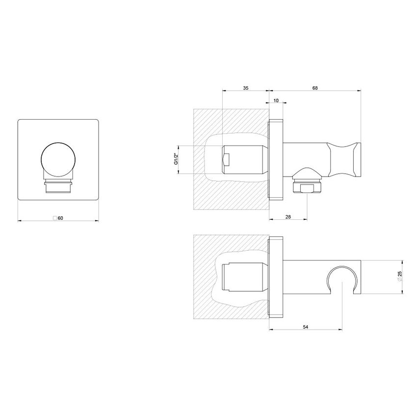 Immagine di Gessi RILIEVO presa acqua con supporto doccetta, finitura cromo 59161#031