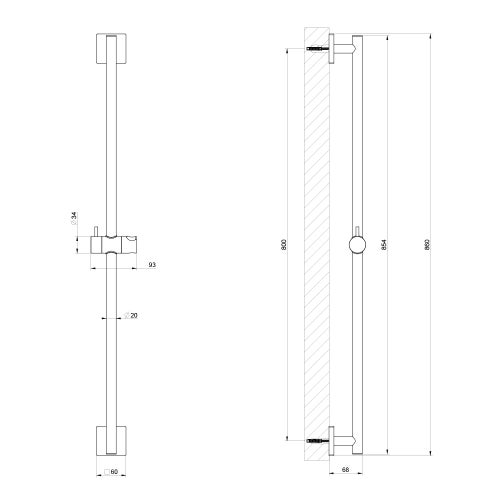 Immagine di Gessi RILIEVO asta saliscendi, finitura cromo 59244#031