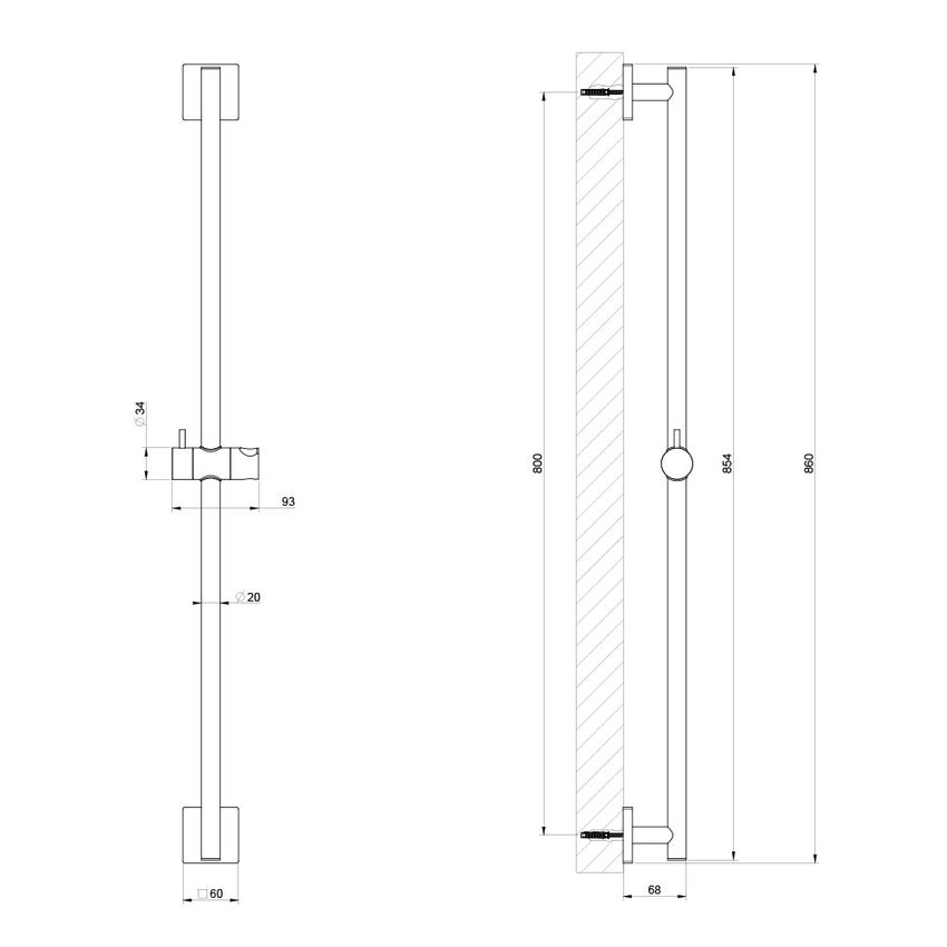 Immagine di Gessi RILIEVO asta saliscendi, finitura cromo 59244#031