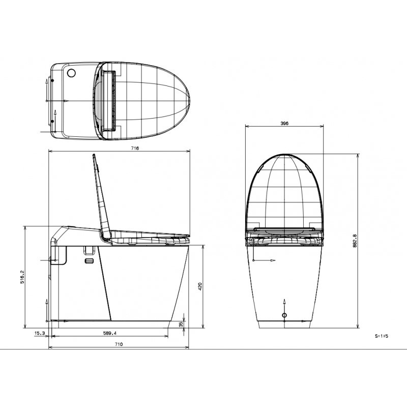 Immagine di SFA SANISMART wc senza brida, con trituratore integrato e collegamento lavabo CPTSANISMART