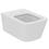 Immagine di Ideal Standard BLEND CUBE set sanitari sospesi, vaso AquaBlade® senza brida, con sedile a chiusura rallentata, bidet monoforo con troppopieno, colore bianco finitura lucido T368601-T368701-T392701