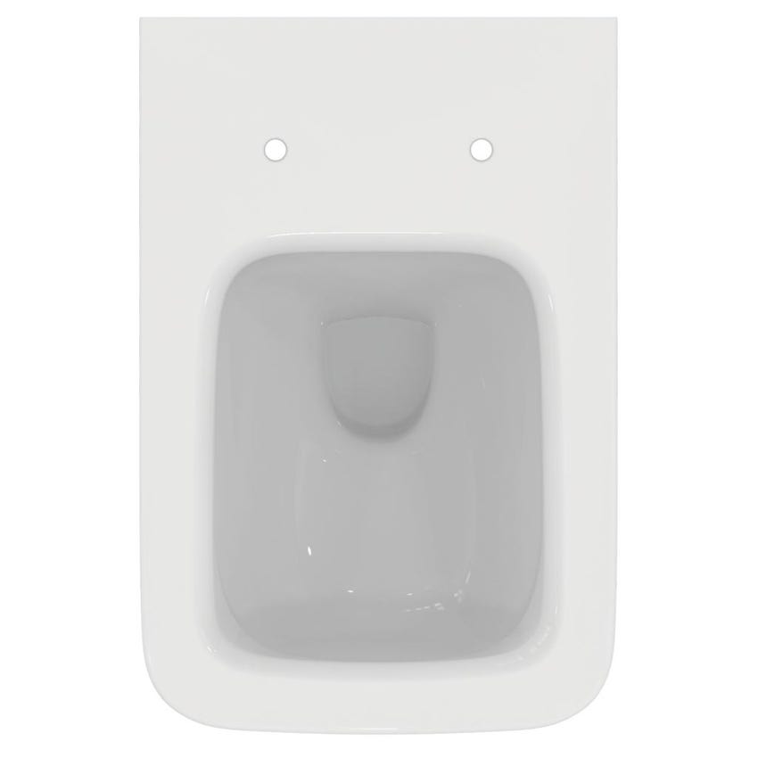 Immagine di Ideal Standard BLEND CUBE set sanitari sospesi, vaso AquaBlade® senza brida, con sedile a chiusura rallentata, bidet monoforo con troppopieno, colore bianco finitura lucido T368601-T368701-T392701