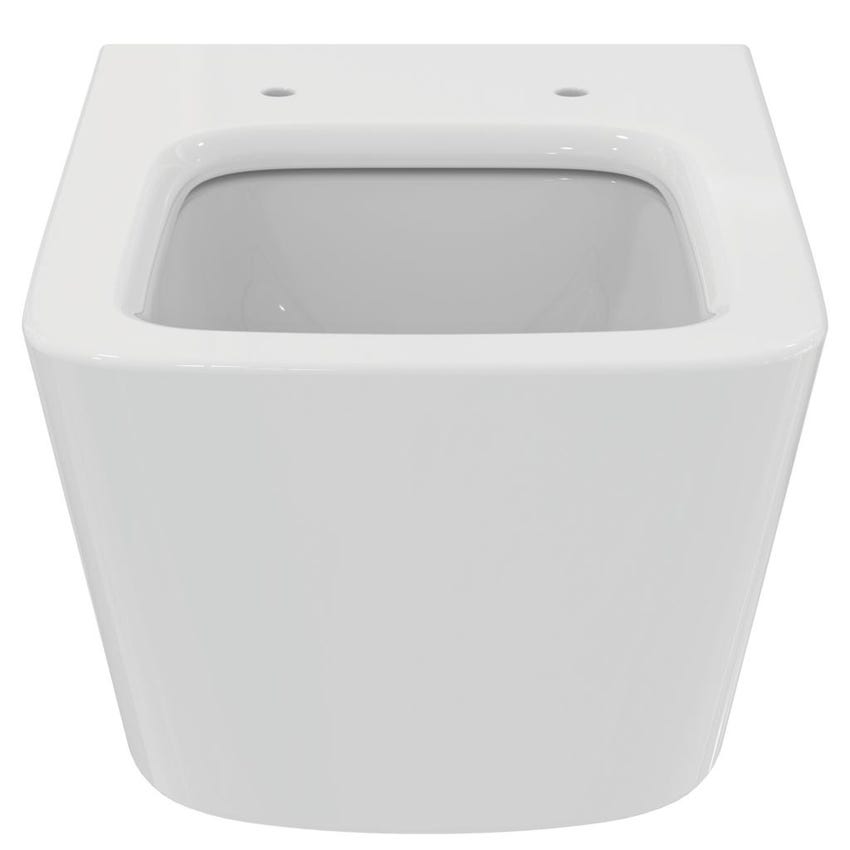 Immagine di Ideal Standard BLEND CUBE set sanitari sospesi, vaso AquaBlade® senza brida, con sedile a chiusura rallentata, bidet monoforo con troppopieno, colore bianco finitura lucido T368601-T368701-T392701