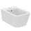 Immagine di Ideal Standard BLEND CUBE set sanitari sospesi, vaso AquaBlade® senza brida, con sedile a chiusura rallentata, bidet monoforo con troppopieno, colore bianco finitura lucido T368601-T368701-T392701