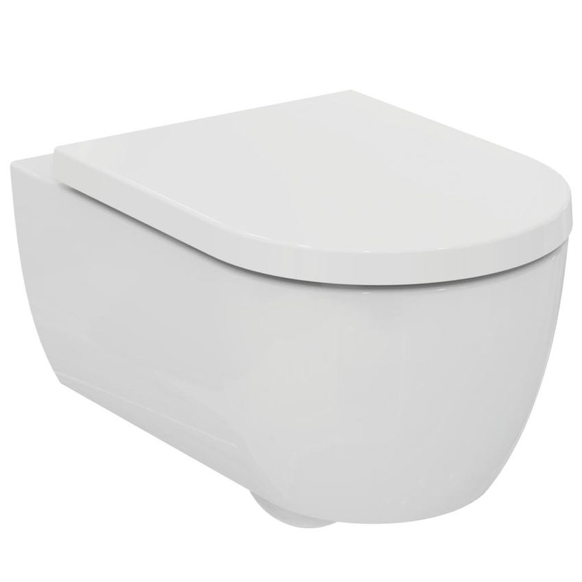 Immagine di Ideal Standard soluzione bagno completo, sanitari sospesi, lavabo 75 cm, colore bianco finitura lucido, mobile sottolavabo 120 cm, colore sunset finitura opaco, rubinetteria finitura magnetic grey SING4