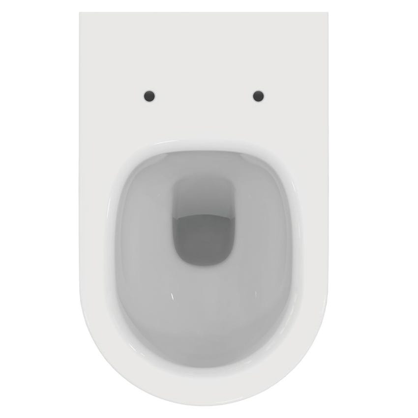 Immagine di Ideal Standard BLEND CURVE set sanitari a pavimento, vaso AquaBlade® senza brida, con sedile a discesa rallentata, bidet monoforo con troppopieno, colore bianco finitura lucido T375101-T375301-T376001