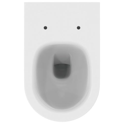 Immagine di Ideal Standard BLEND CURVE set sanitari a pavimento, vaso AquaBlade® senza brida, con sedile a chiusura rallentata, bidet monoforo con troppopieno, colore bianco seta finitura opaco T3751V1-T3753V1-T3760V1