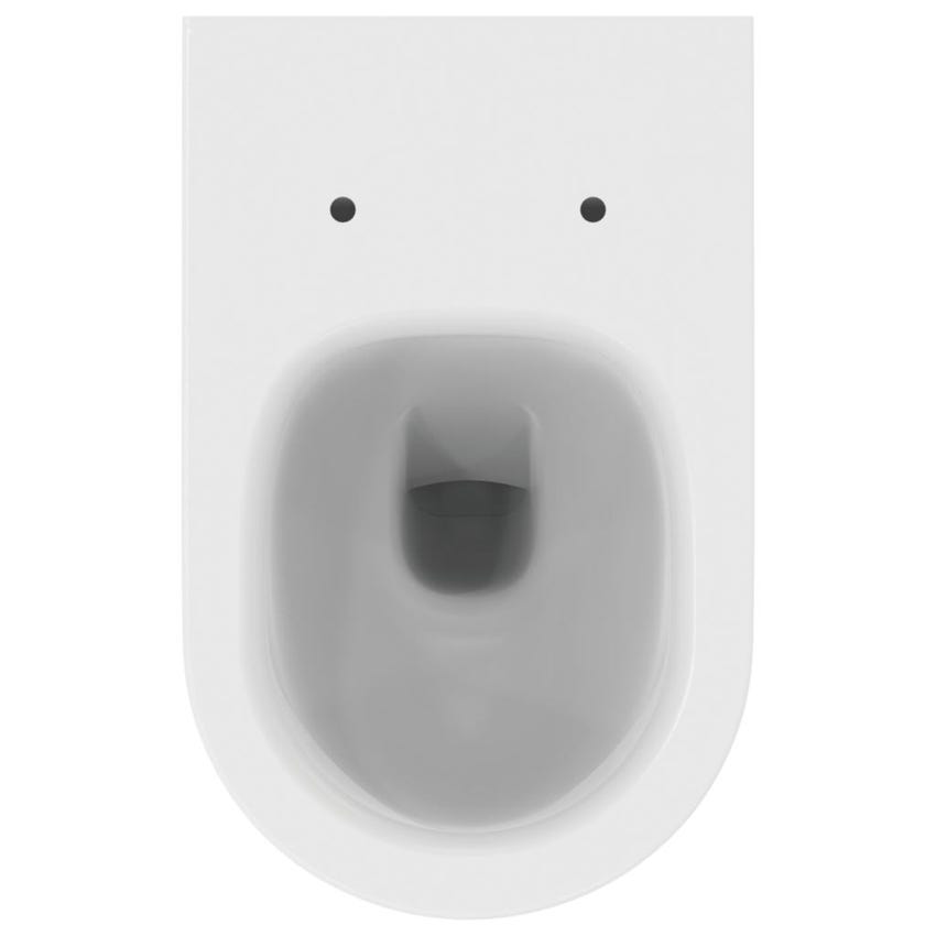 Immagine di Ideal Standard BLEND CURVE set sanitari a pavimento, vaso AquaBlade® senza brida, con sedile a chiusura rallentata, bidet monoforo con troppopieno, colore bianco seta finitura opaco T3751V1-T3753V1-T3760V1