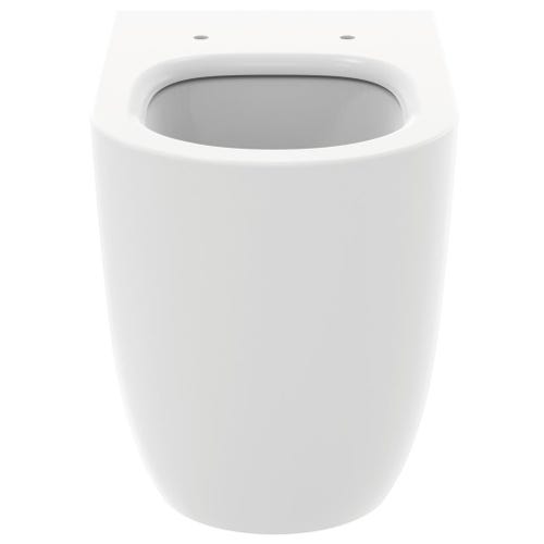 Immagine di Ideal Standard BLEND CURVE set sanitari a pavimento, vaso AquaBlade® senza brida, con sedile a chiusura rallentata, bidet monoforo con troppopieno, colore bianco seta finitura opaco T3751V1-T3753V1-T3760V1