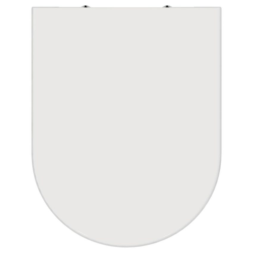 Immagine di Ideal Standard BLEND CURVE set sanitari a pavimento, vaso AquaBlade® senza brida, con sedile a discesa rallentata, bidet monoforo con troppopieno, colore bianco finitura lucido T375101-T375301-T376001