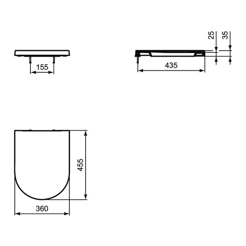 Immagine di Ideal Standard BLEND CURVE sedile slim per vaso Blend Curve, senza chiusura rallentata e sgancio rapido, colore bianco seta finitura opaco T3761V1