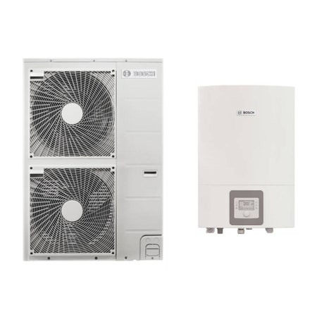 Immagine di Bosch Compress 3000 AWS 11s - ES Pompa di calore aria/acqua reversibile splittata monofase ODU Split 11s e unità interna murale AWES 8-15 con resistenza elettrica integrata 7735252164