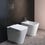 Immagine di Ideal Standard BLEND CUBE set sanitari a pavimento, vaso AquaBlade® senza brida, con sedile a chiusura rallentata, bidet monoforo con troppopieno, colore bianco finitura lucido T368801-T368901-T392701