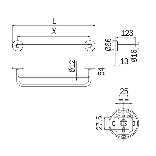 Immagine di Inda COLORELLA portasalviette doppio L.52 cm, finitura cromo A2391BCR