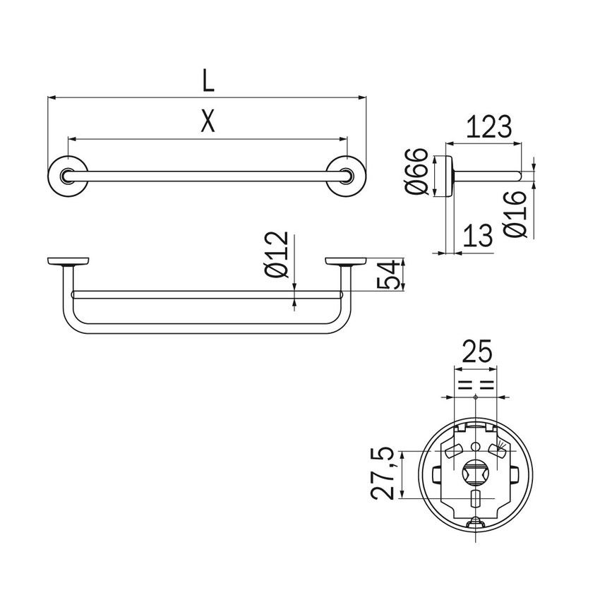 Immagine di Inda COLORELLA portasalviette doppio L.52 cm, finitura cromo A2391BCR