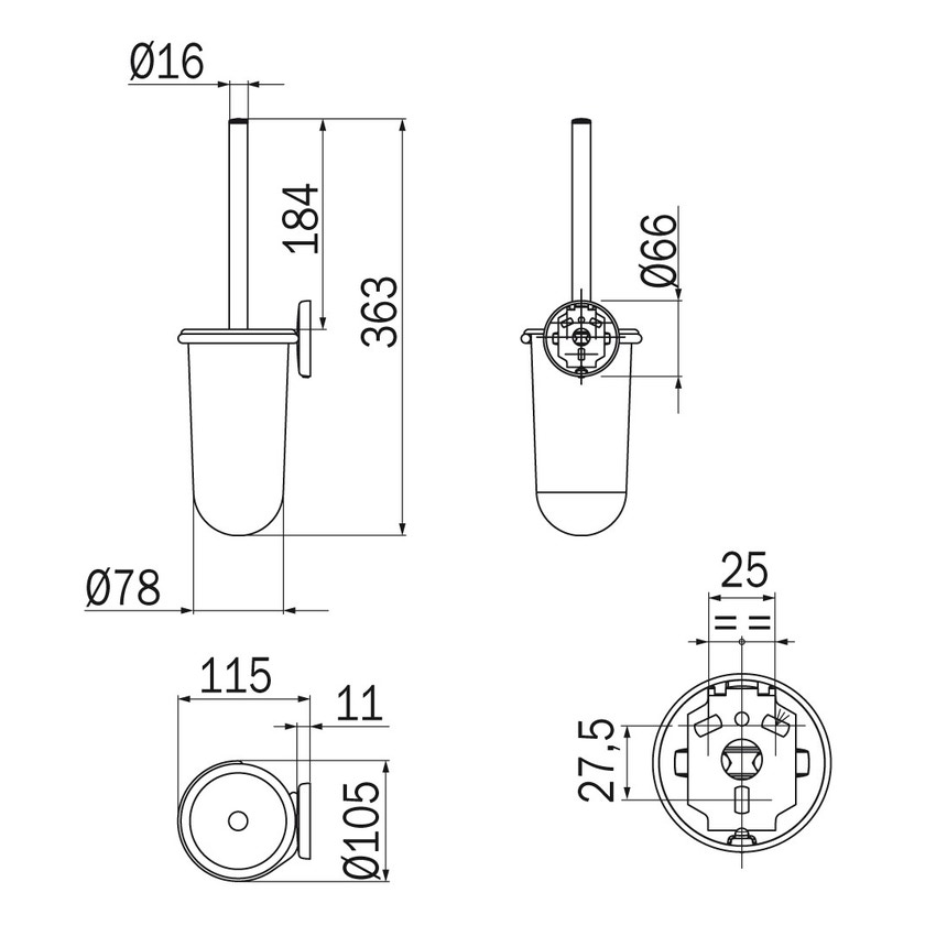 Immagine di Inda COLORELLA portascopino da parete con bacinella in ABS, finitura cromo A04140CR