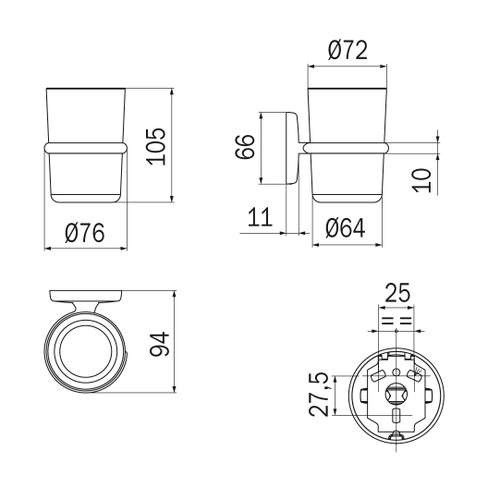 Immagine di Inda COLORELLA portabicchiere a parete con bicchiere in vetro extrachiaro trasparente, finitura cromo A23100CR03