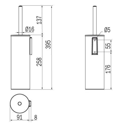 Immagine di Inda MY LOVE portascopino da parete o terra con scovolo di ricambio grigio incluso, finitura cromo AV014BCR