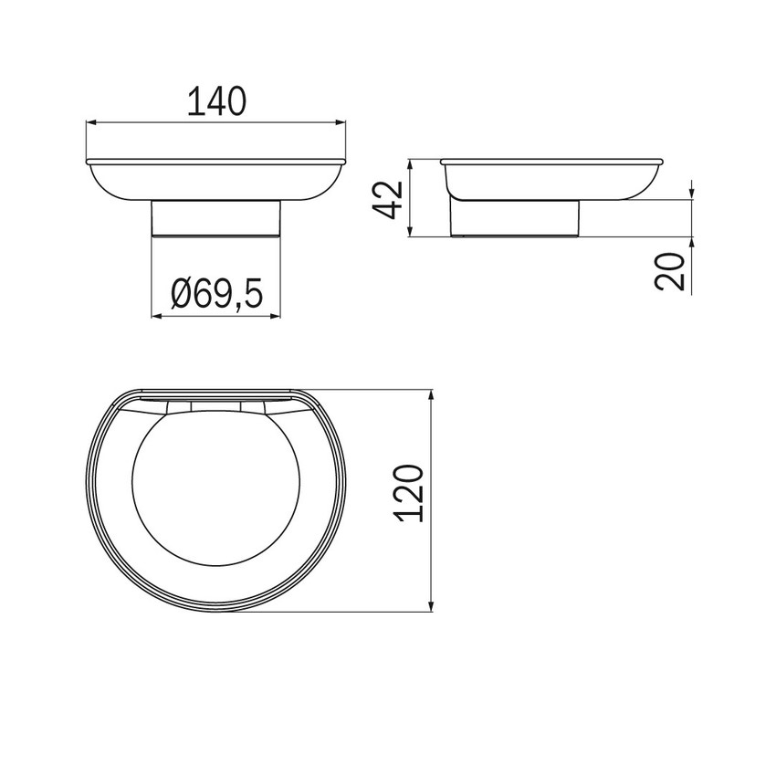 Immagine di Inda COLORELLA bacinella portasapone in plastica PMMA, finitura trasparente R01110