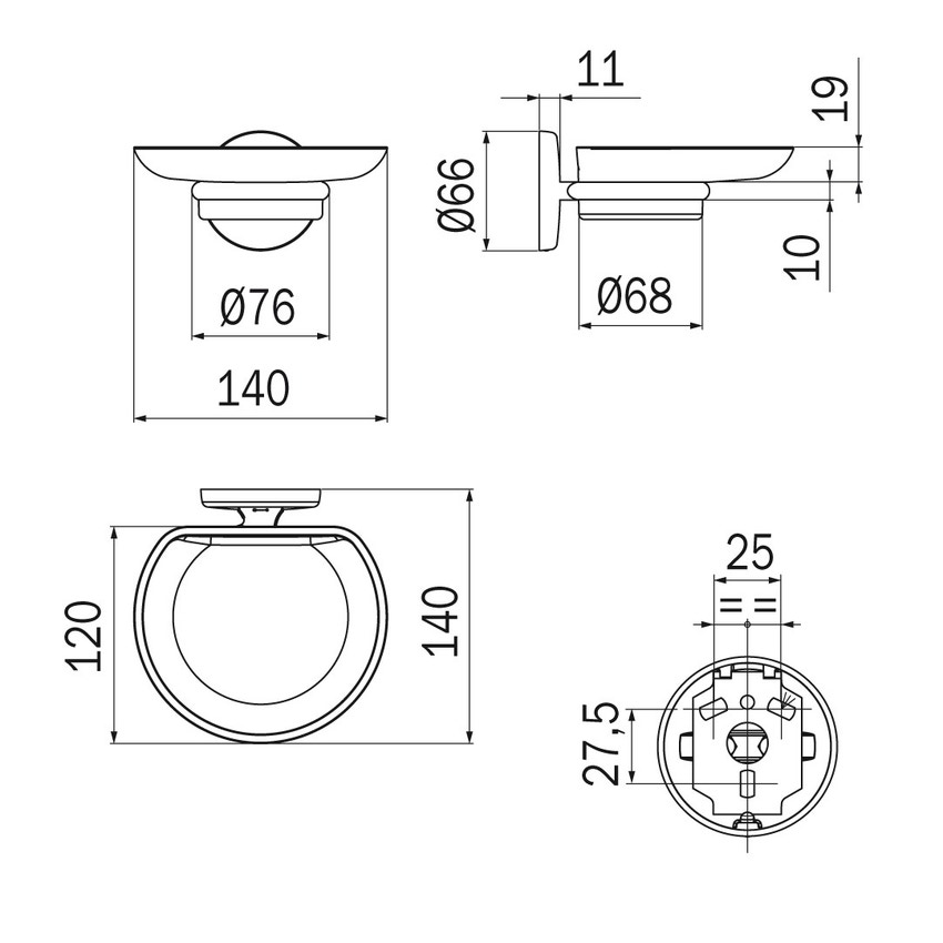 Immagine di Inda COLORELLA portasapone a parete finitura cromo, con bacinella in vetro extrachiaro finitura trasparente A23110CR03