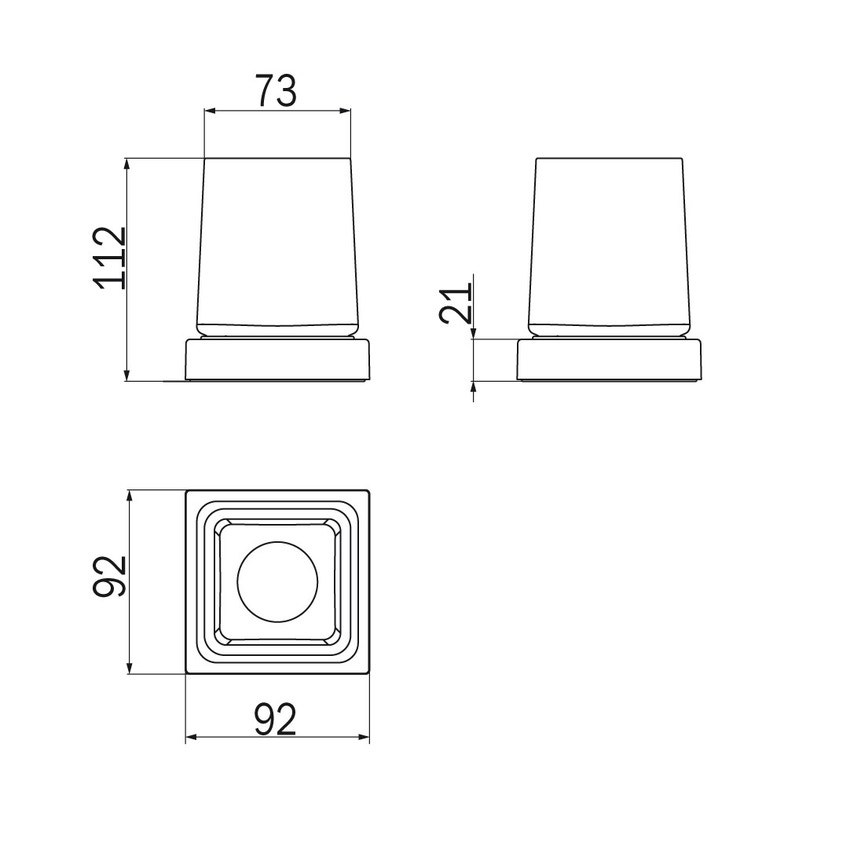 Immagine di Inda DIVO portabicchiere da appoggio finitura nickel spazzolato, con bicchiere in vetro finitura satinato A2010ZAC21