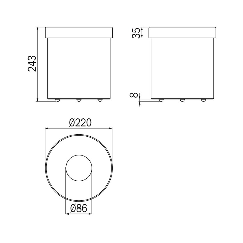 Immagine di Inda EGO gettacarta con base antiscivolo, finitura inox A13010AL