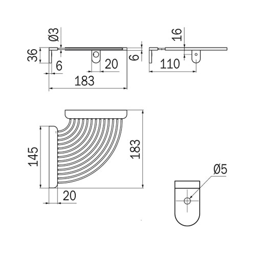 Immagine di Inda EGO mensola angolare, finitura cromo A1331ACR