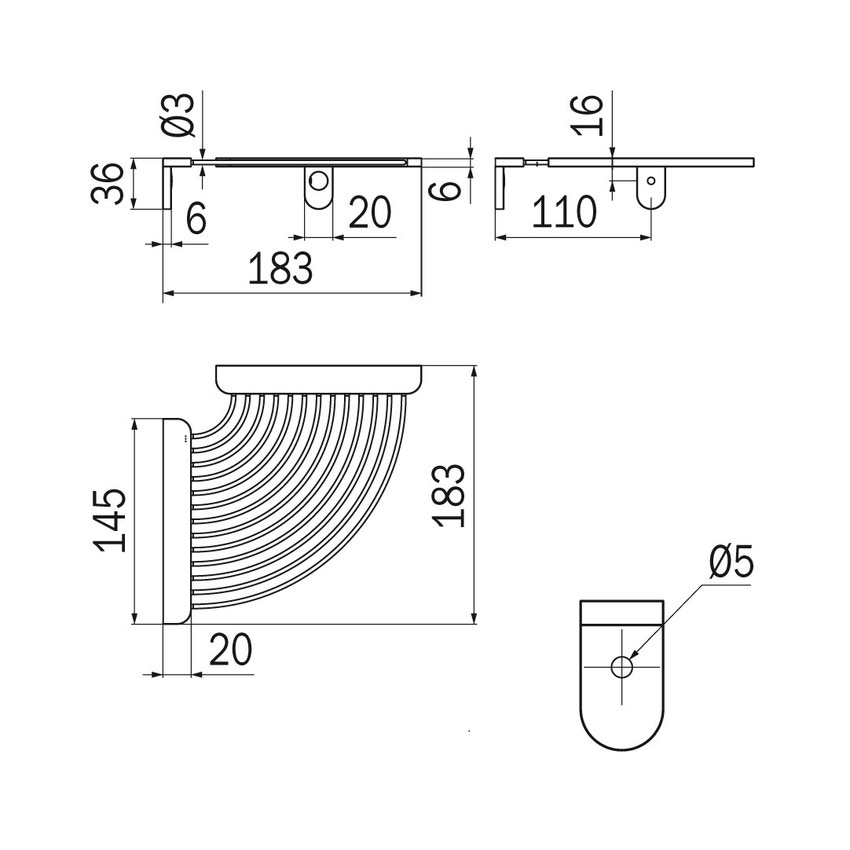 Immagine di Inda EGO mensola angolare, finitura cromo A1331ACR