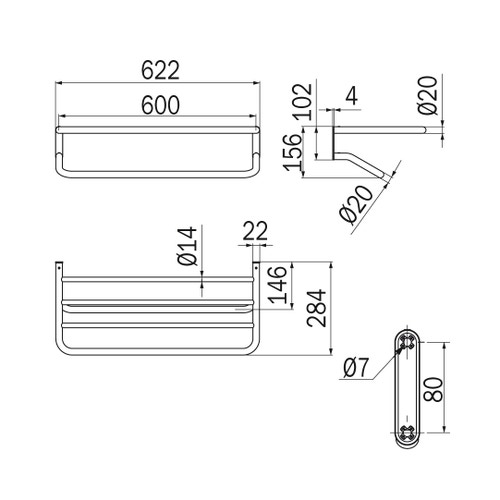 Immagine di Inda EGO portateli con portasalviette L.60 cm, finitura cromo A13680CR