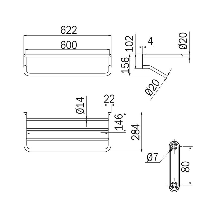 Immagine di Inda EGO portateli con portasalviette L.60 cm, finitura cromo A13680CR