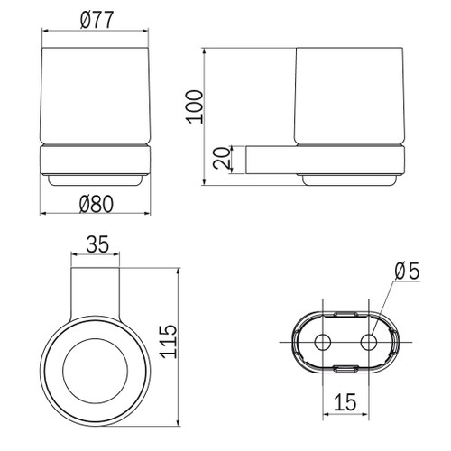 Immagine di Inda MITO portabicchiere a parete con bicchiere in vetro satinato, finitura cromo A20100CR21