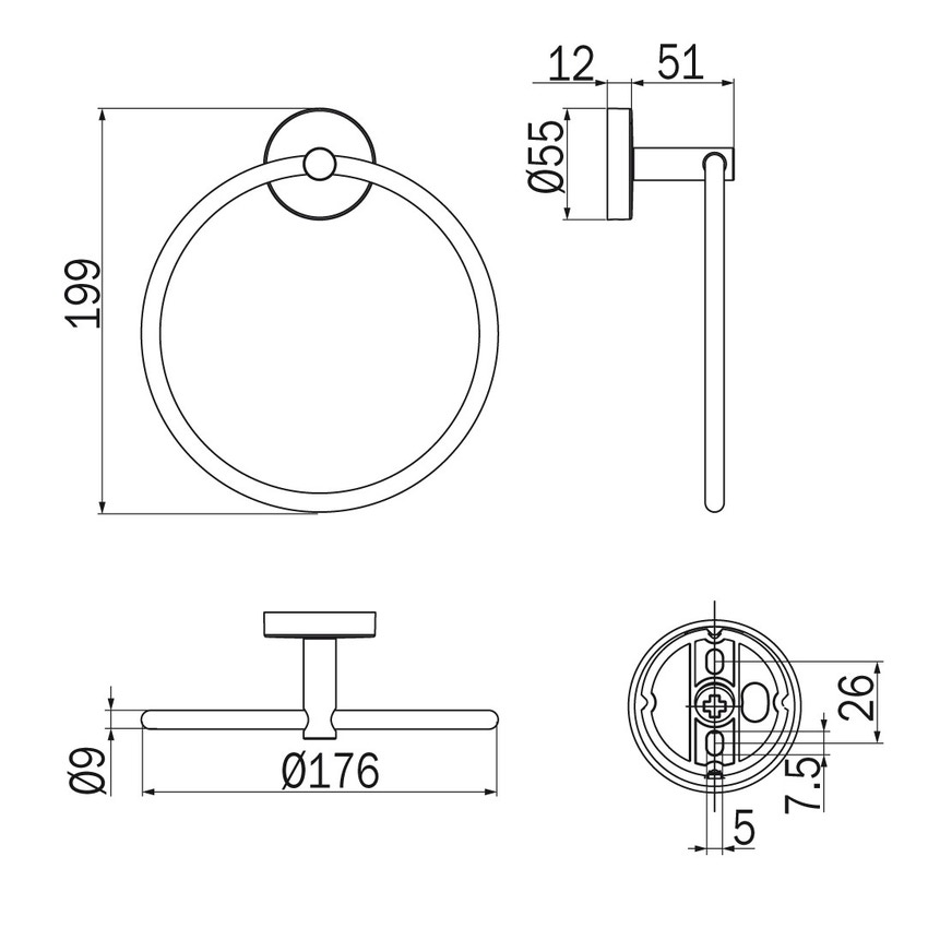 Immagine di Inda FORUM portasalviette ad anello, finitura cromo A36160CR