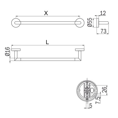 Immagine di Inda FORUM portasalviette L.46 cm, finitura cromo A3618BCR