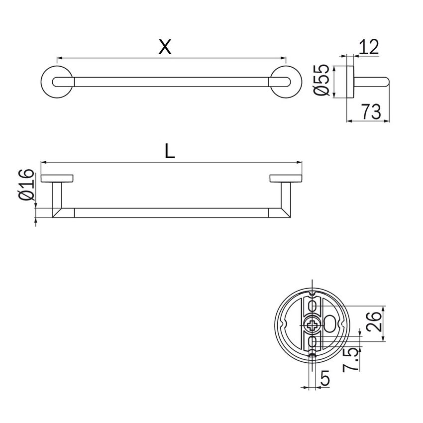 Immagine di Inda FORUM portasalviette L.46 cm, finitura cromo A3618BCR