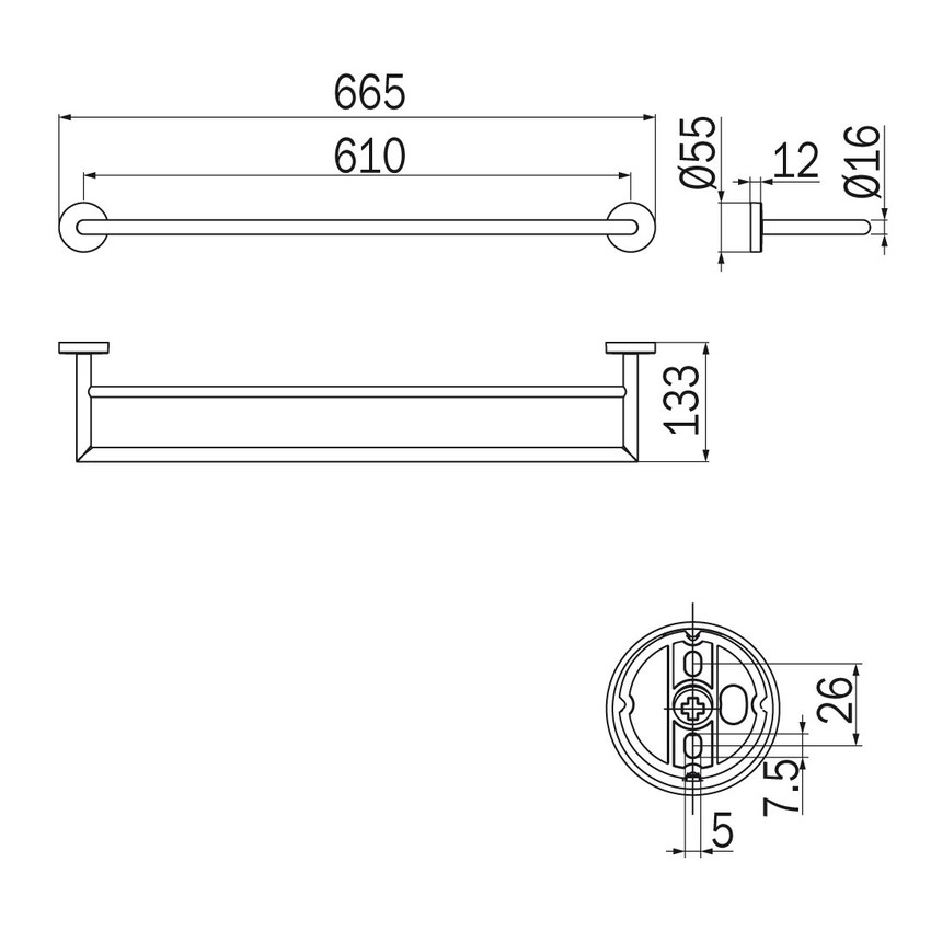 Immagine di Inda FORUM portasalviette doppio L.60 cm, finitura cromo A3619CCR
