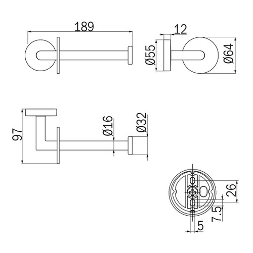 Immagine di Inda FORUM portarotolo, finitura cromo A36250CR
