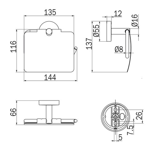Immagine di Inda FORUM portarotolo con coperchio, finitura cromo A36260CR